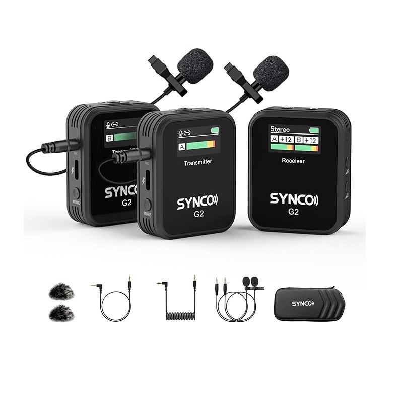 Microphone Capsule - SYNCO Micrófono Lavalier Inalámbrico, Transmisor Dual