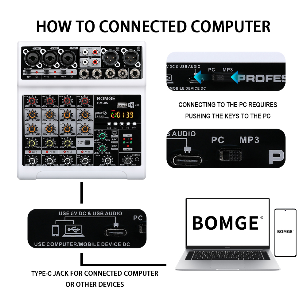 BOMGE: mezcladora de audio por - Audio Interface reseña y precio
