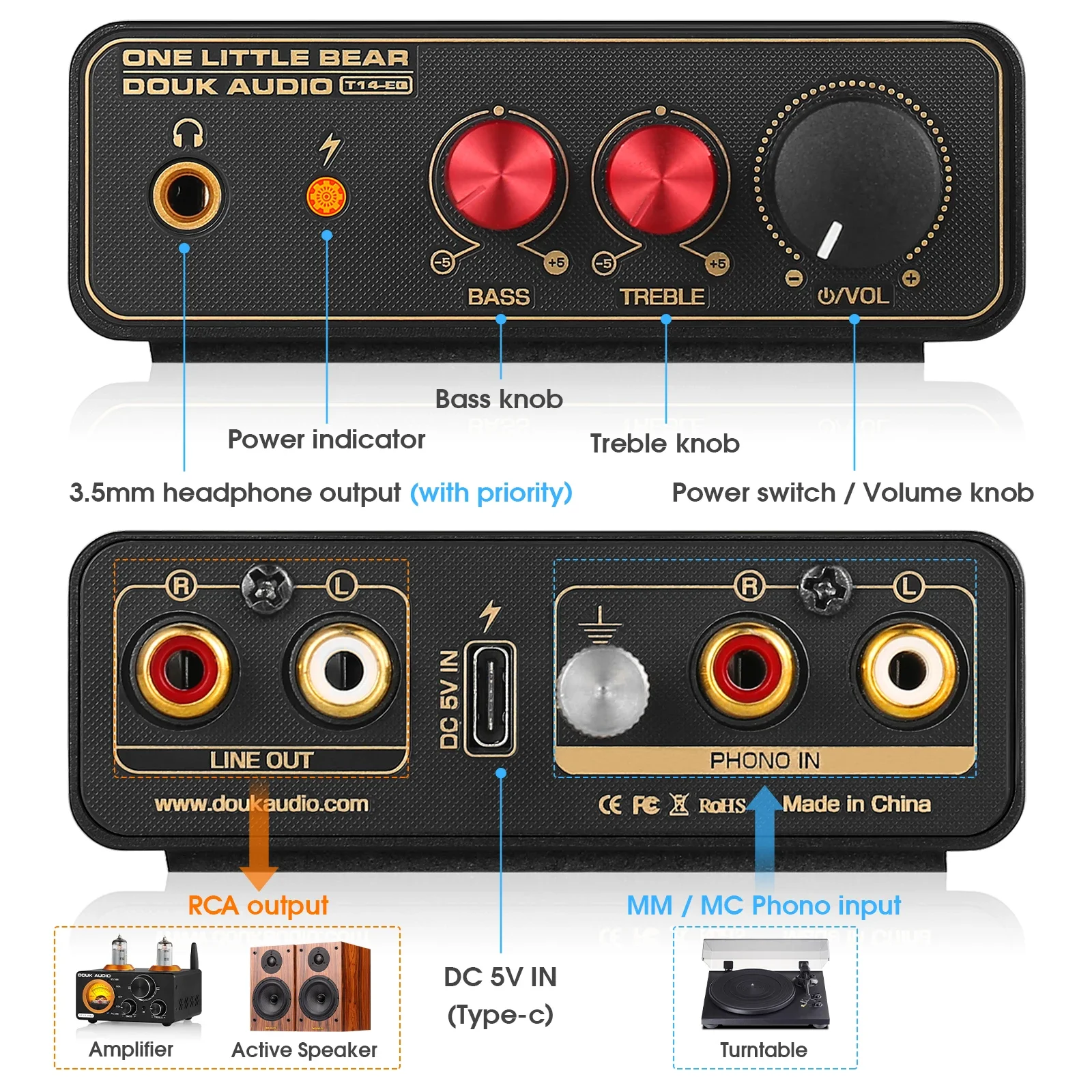 Douk-T14-EQ de Audio estéreo R - Passive Preamp reseña y precio